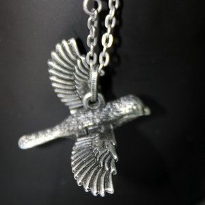 Pewter Flying Bird with Moveable Wings Necklace